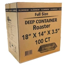 Disposable 18" x 14" x 3.5" Full Size Deep Aluminum Roasting & Steam Pans 100 CT