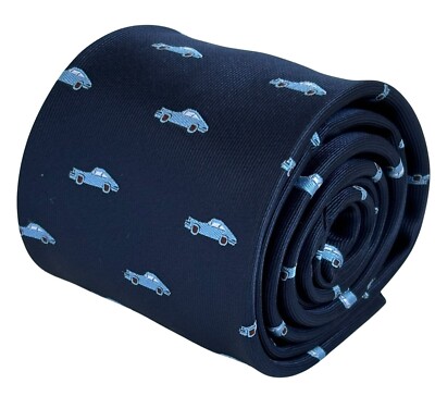 Cravate Bleu Marine Avec Motif Porsche 911 - Marque Frederick Thomas, Style Classique, Fabrication UK