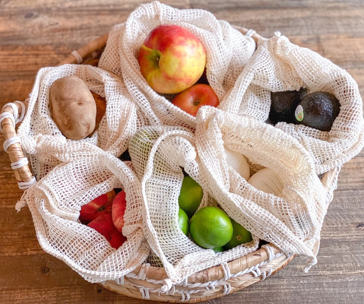 Reusable Produce Bags 100 Organic Cotton Mesh Grocery Bags Set of
