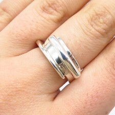 925 Sterling Silver Vintage Ribbed Ring Size 7