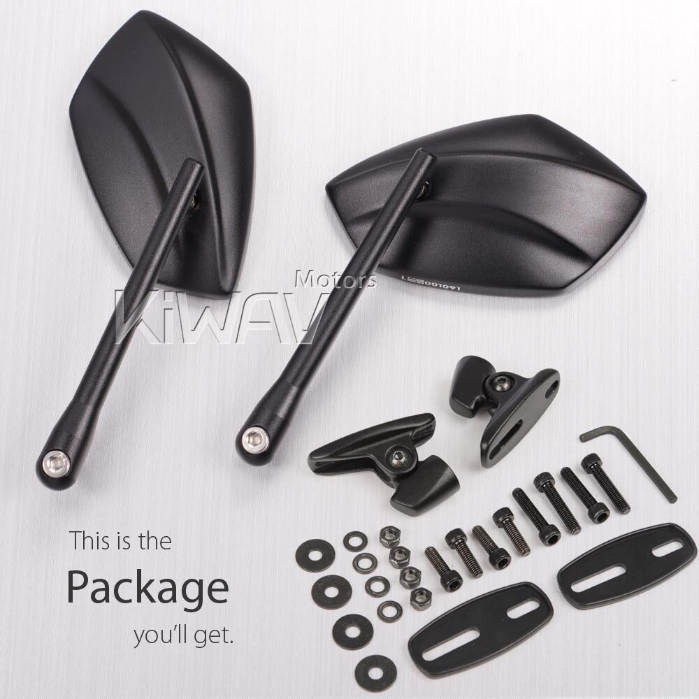 VAWiK mirrors black PalmII convex black base fits Kawasaki Ninja