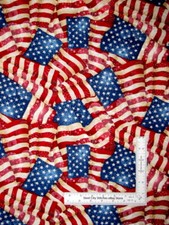 Patriotic American Flags Beige Cream Cotton Fabric Robert Kaufman Patriots Yard