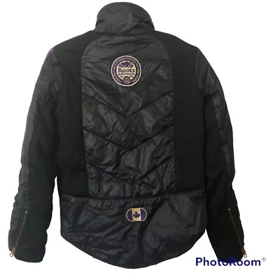 Vintage Roots 73 Retro Quilted Ski Jacket Black Full Zip Patch