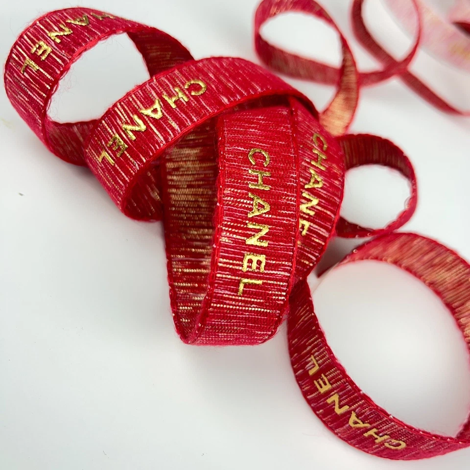 2 Yards of Chanel LE Red-Gold Holiday Gift Wrap Ribbon 100% New & Authentic - Image 3 of 4