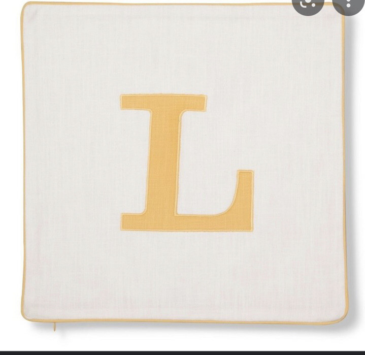 Threshold Monogram Pillow Cover "L" 18 in x 18 in Yellow Initial eBay