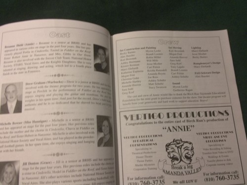 2003 Birch Run, Michigan High School "ANNIE" Play Program~ NO - Imagen 4 de 8