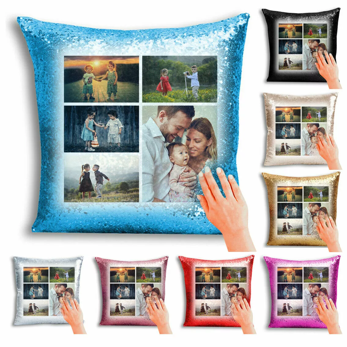 10pcs Blank Reversible Sequin Magic Swipe Pillow Cover Sublimation Cushion  Case