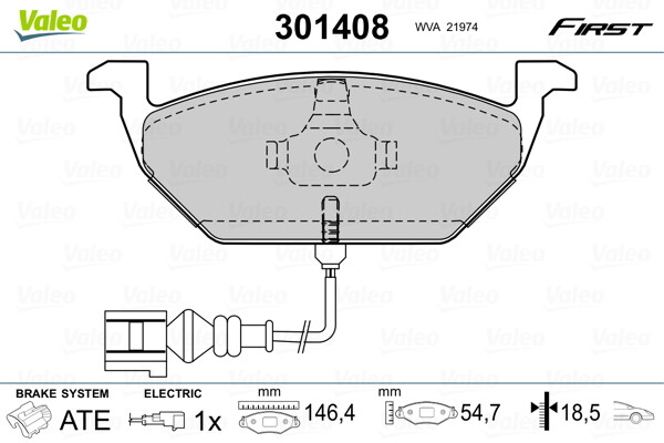 301408 VALEO Brake Pad Set, disc brake for AUDI,SEAT,SKODA,SKODA (SVW),VW