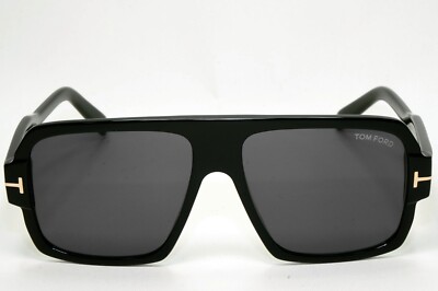 Tom Ford Sunglasses Camden Black Glossy Square Navigator TF 933