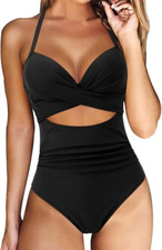 One Piece Tummy Control Monokini Bikini Swimsuit Swim Dress Cups A-B Size S 10