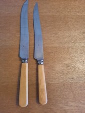 2 X Long Bone Handle Knifes 1 Made Sheffield But Cant Make Out Other 31cm