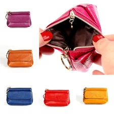 Women Mini Coin Purse PU Leather Small Zipper Wallet Change Purse with Key Ring