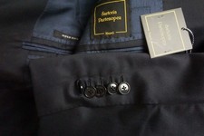 Sartoria Partenopea Blue Black Striped S160s Wool 2 Pc Suit Jacket Pants 46R NEW
