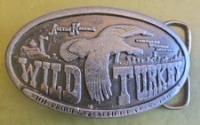 VTG 1974 Bergamot Brass Works Belt Buckle Wild Turkey 4" X 2 1/4" Oval