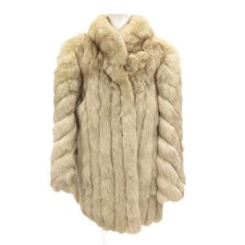 Fox Fur Coat Beige Mid-Length Women Authentic