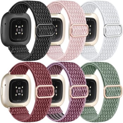 Stretchy Nylon Bands for Fitbit Versa 4 Sense 2 3 Smartwatch Women Men 6 Pack