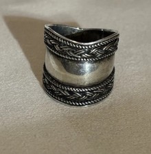 size 5 Vintage 925 Sterling silver wide ring band