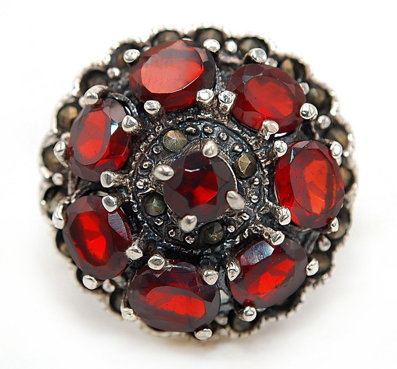 1CT Fire Garnet 925 Solid Genuine Sterling Silver Ring Jewelry Sz 6 NF1-8