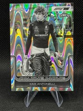 2025 Topps Chrome F1 Kimi Antonelli RC On The Move Black & White RayWave #185
