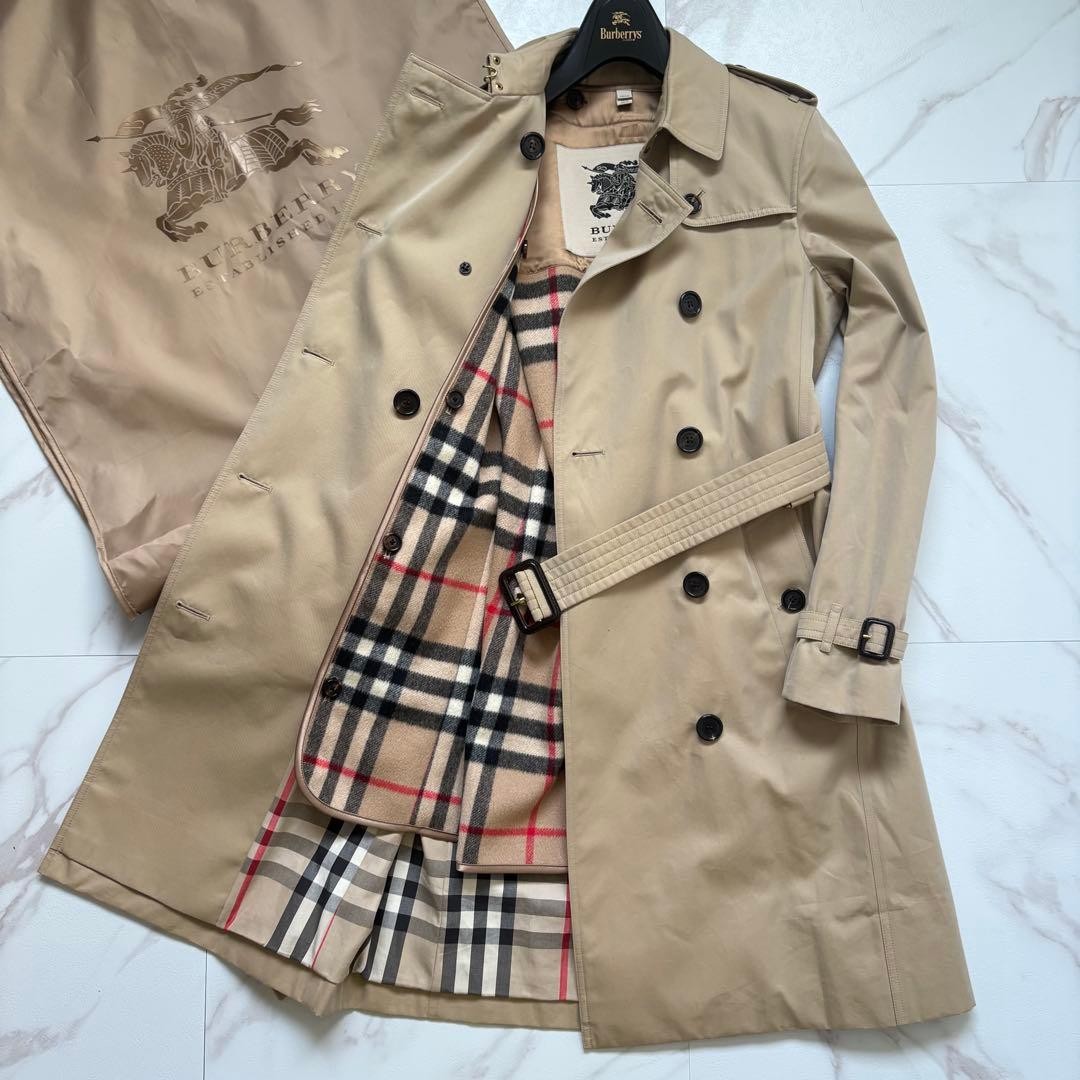 Burberry Kensington Trench Coat Beige Long Belt Women's Pre-owned From Japan image 2