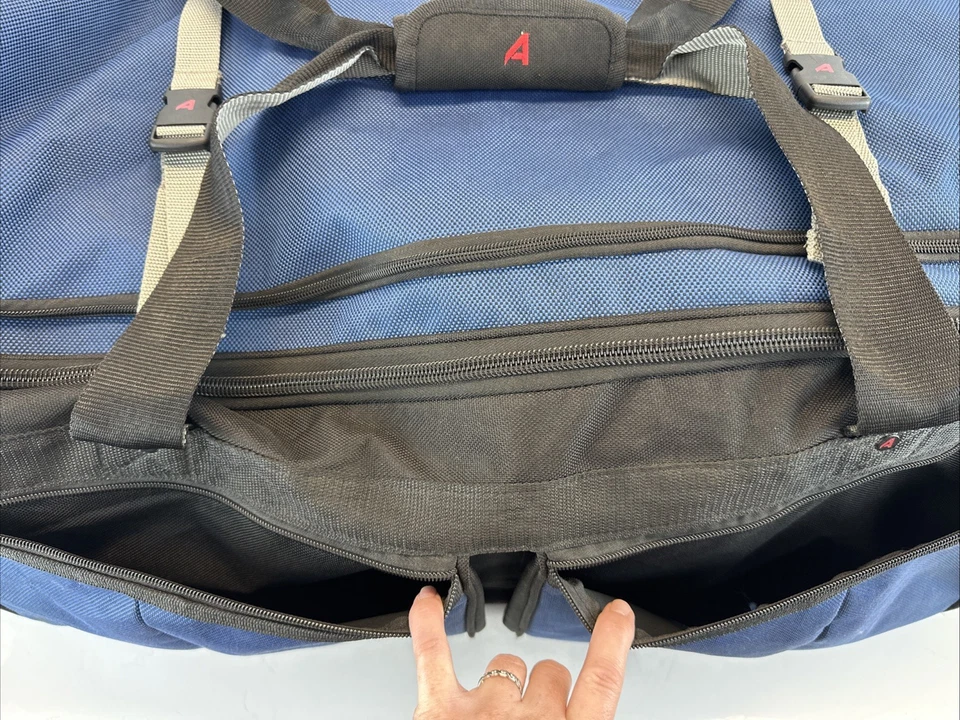 Bolsa de viaje de lona Athalon con ruedas, asa extensible GRANDE y alta, negra/azul Foto 4 de 4