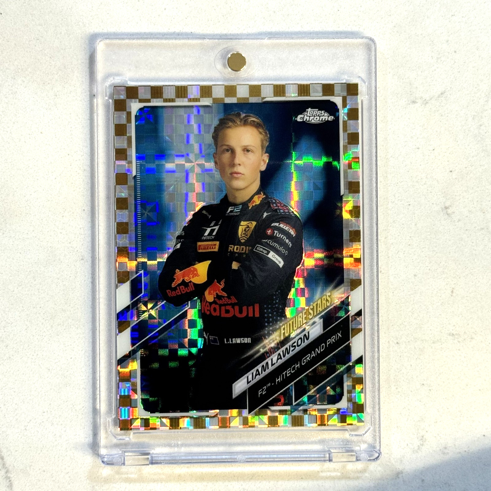 2021 Topps Chrome Formula 1 F1 #68 Liam Lawson Gold Checker Flag Refractor /50