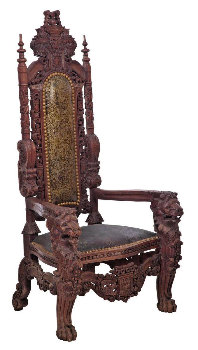 Chair, Throne, Renaissance Revival, Carved, Walnut, 71