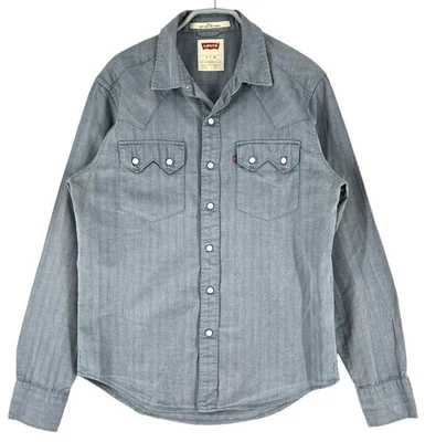 Levi's Herren Slim Fit Hemd Langarm Grau Kariert Geknöpft Größe S - Photo 1/4