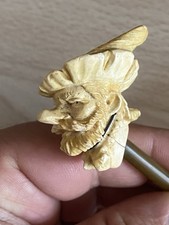 ANCIENNE PIPE SCULPTÉE EN ÉCUME DE MER TÊTE DE CYRANO DE BERGERAC DANS SON ÉTUI