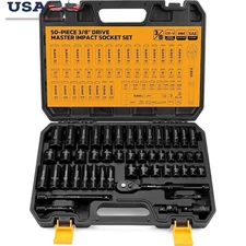 50PC Chrome Vanadium Steel Socket Set 3/8 Drive Impact Tools High Torque New