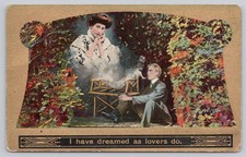 Vintage Sentimental Lovers Postcard 'I Have Dreamed as Lovers Do' 1909