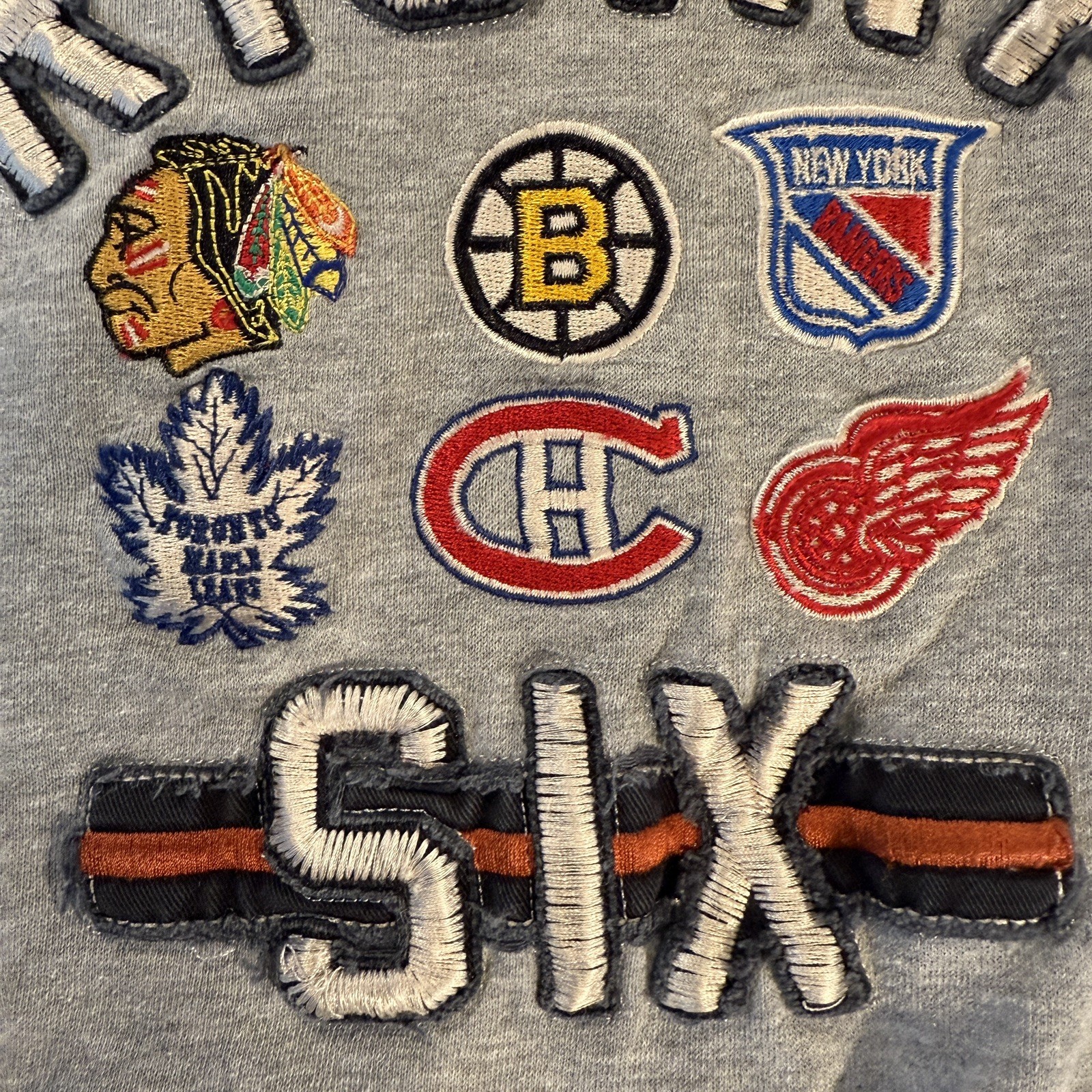 VTG Original Six Old Time Hockey Gray Crewneck Pullover Sweatshirt  - Size M 