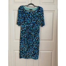 Connected Apparel Women Bl Teal Abstract Bubble Print Sheath Dress 12 VN611055AY