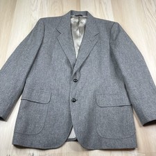 VTG Pendleton Mens Gray Notch Lapel Single-Vented Wool Sport Coat Blazer Size 44