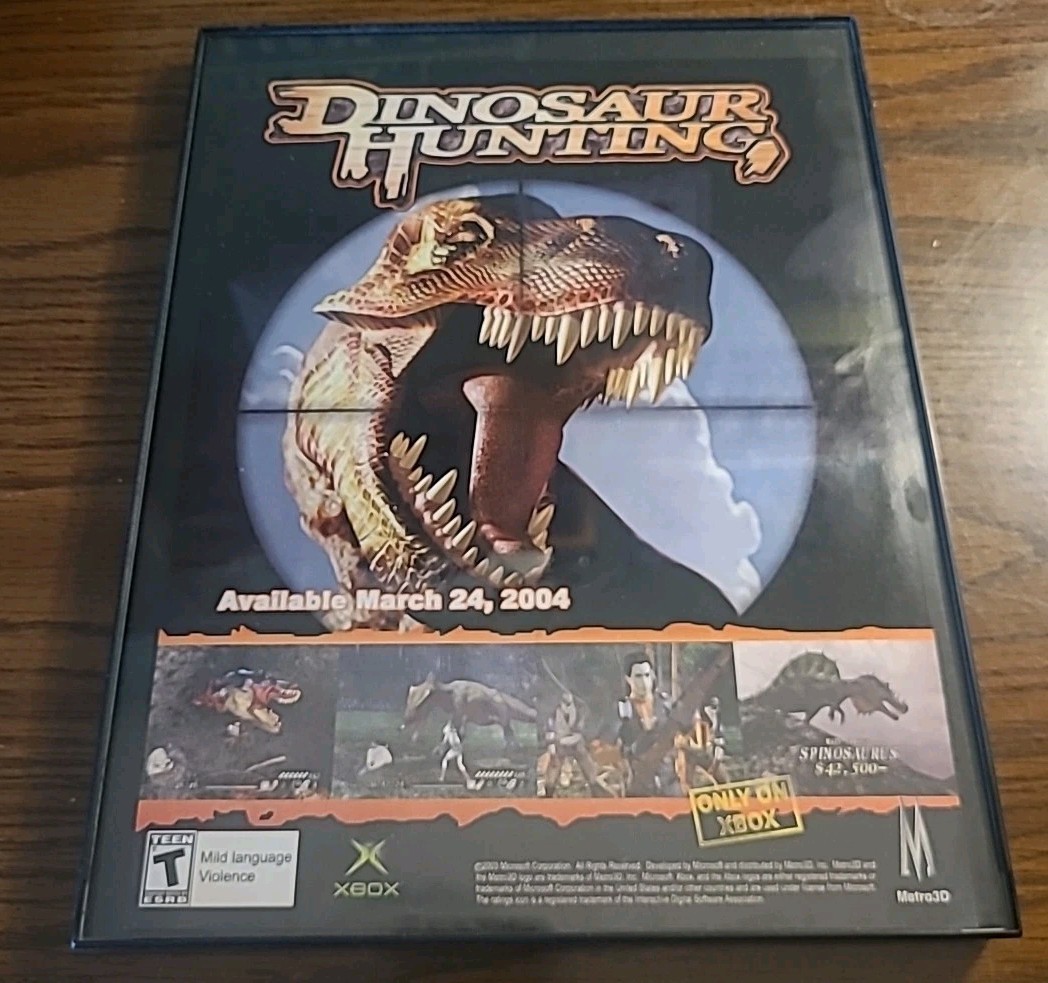 Dinosaurios Caza Xbox Videojuego Enmarcado Impresión Anuncio 2004 8.5X11 Arte de Pared 