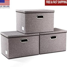 Large Collapsible Storage Bins Foldable Organizer Containers W/ Lids 3-Pack New