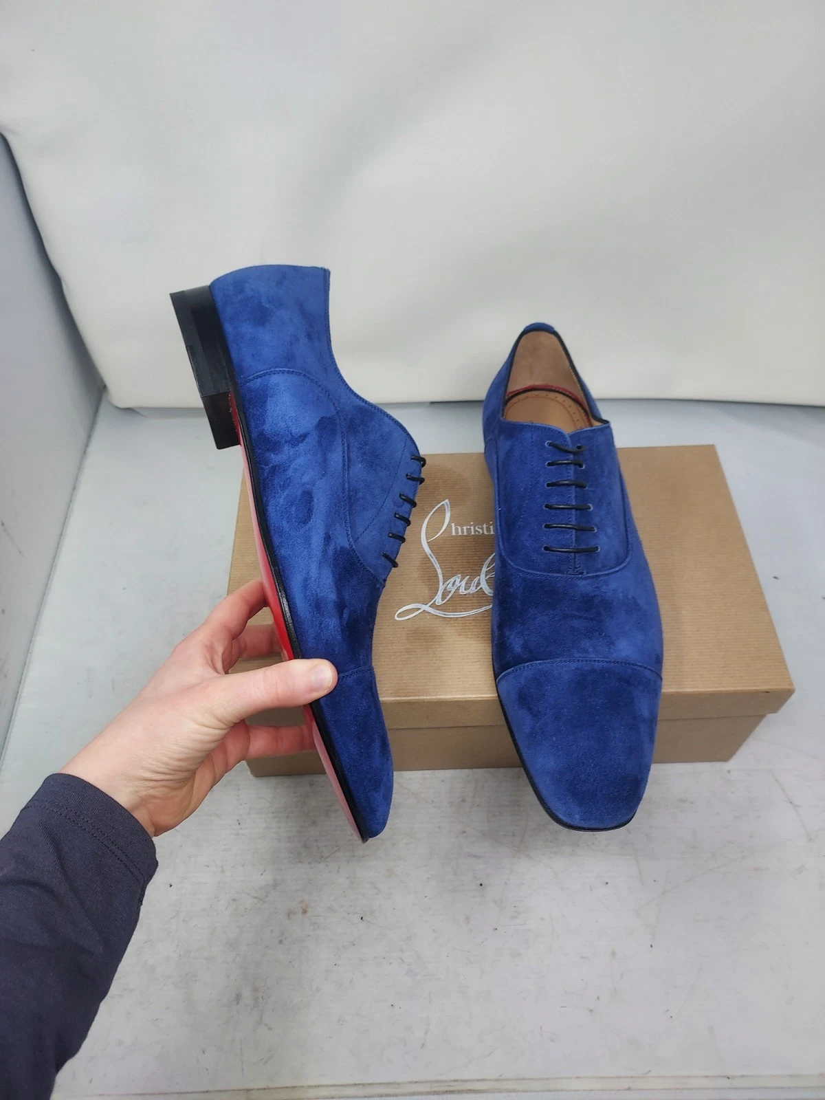 Christian Louboutin — Christian Louboutin EU 44 US 11 MENS NEW Blue Suede Greggo Oxford Shoe