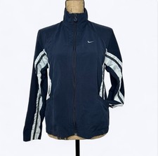 90s Vtg Nike Track Jacket Womens Sz M Blue White Stripe Sportswear Athleisure