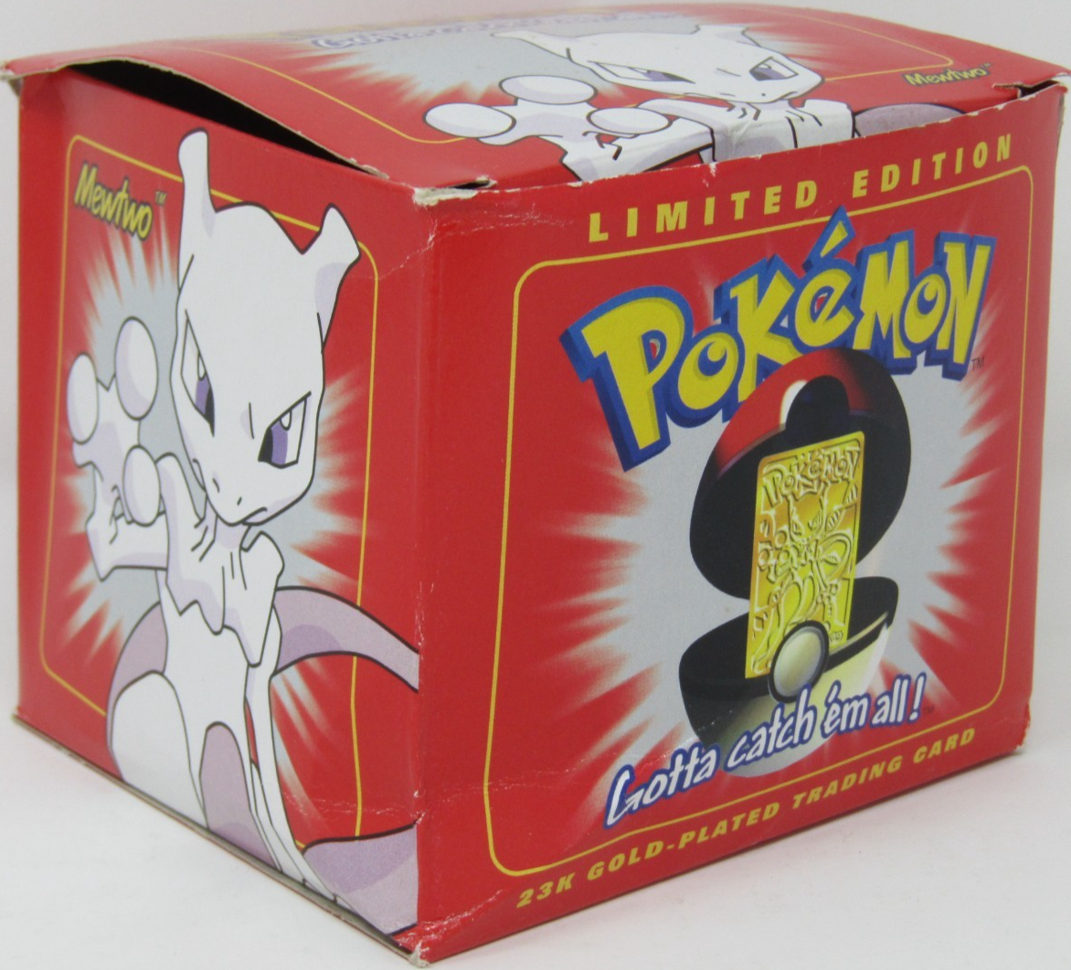 Burger King Pokémon Mewtwo 23k Gold Plated Trading Card & Pokeball