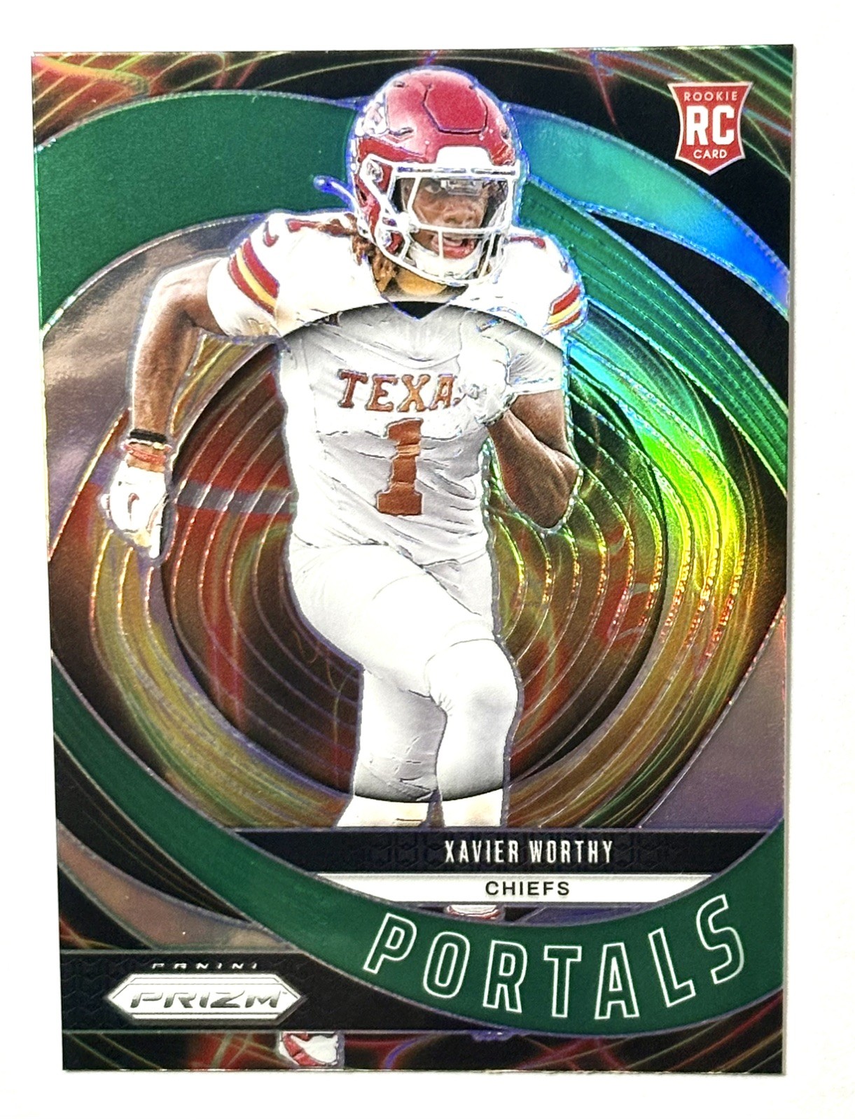 2024 Panini Prizm - Portals Xavier Worthy #10 Green Prizm (RC)
