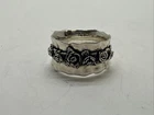 REGINA LANE RL 925 Sterling Silver Vtg Israel Modernist Floral Ring Size 8.75