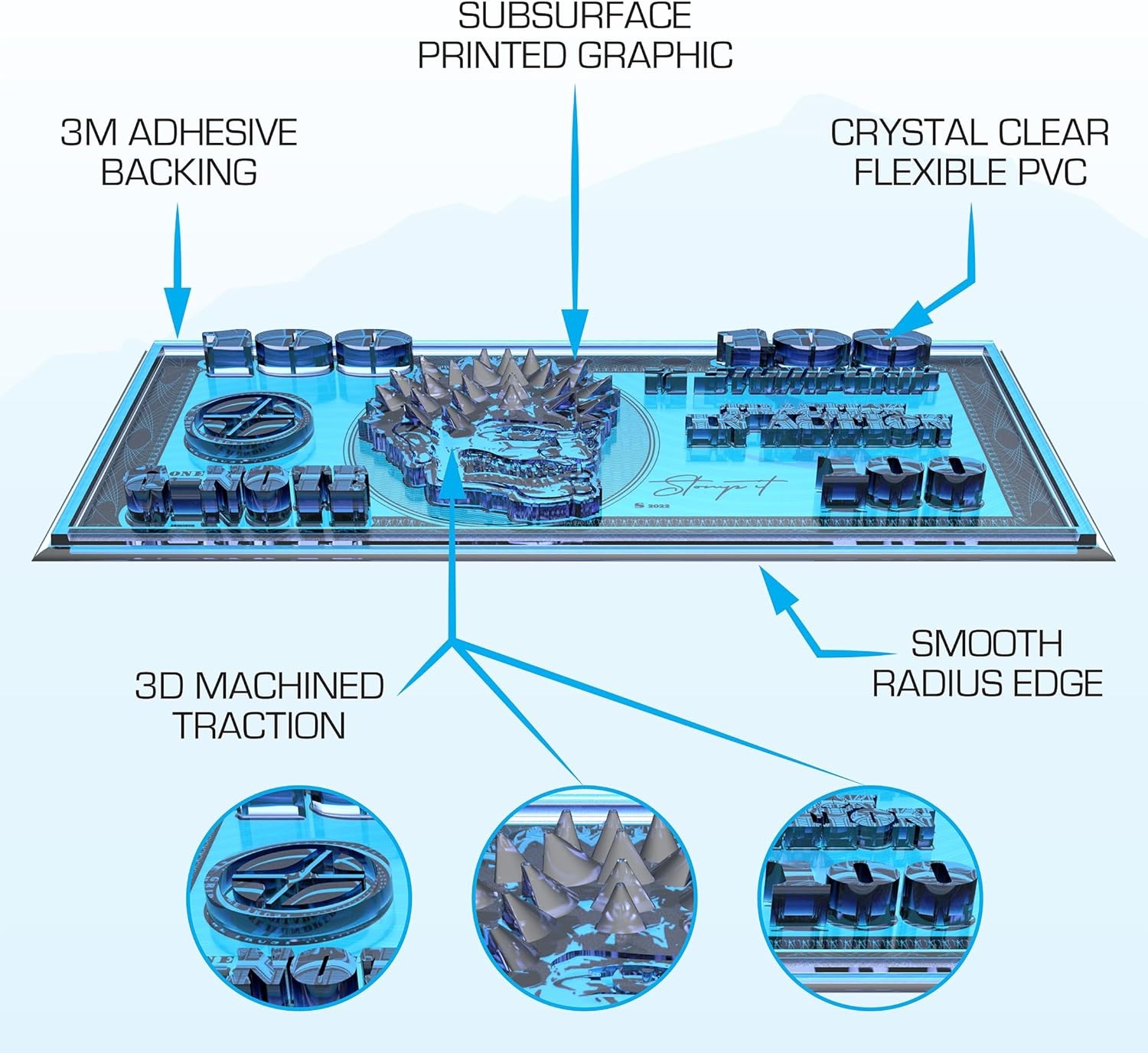 Stompgrip Premium Snowboard Stomp Pad | G-Note | Vice Standard, Blue 
