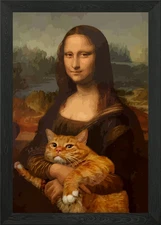 Mona Lisa and Cat Meme Framed Wall Art Poster Canvas Print Picture