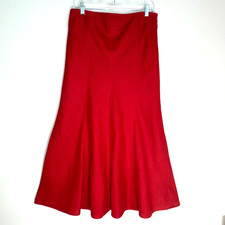 Talbots Flare Skirt Maxi 100 Pure Irish Linen Size 10 Side Zip