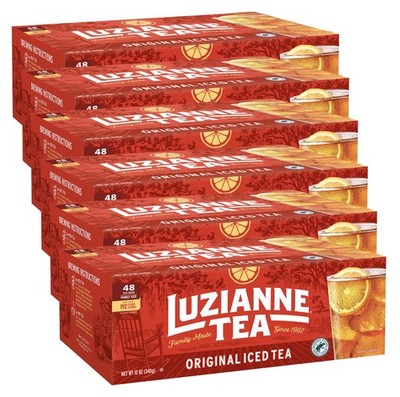 Luzianne Unsweetened Iced Tea Bags, Family Size, 48ct Box (Pack of 6)