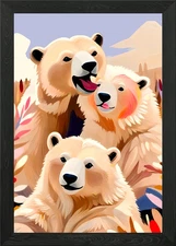 Polar Bears Framed Wall Art Poster Canvas Print Picture