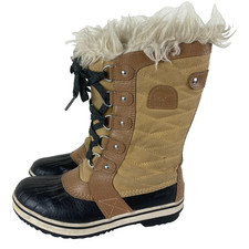 Sorel Tofino II Girls sz 3 Tan Insulated Waterproof Winter Snow Boots Mid Calf