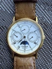 rare Vintage Pulsar (seiko) Mens Watch 33mm Triple Calendar Moon Phase V33F-6E50