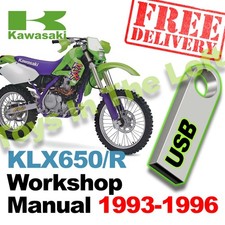 Kawasaki KLX650 R  Service Workshop Manual 1993 to 1996 - USB Key - FREE POST