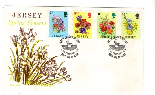 1974 JERSEY - SPRING FLOWERS FDC FROM COLLECTION K34